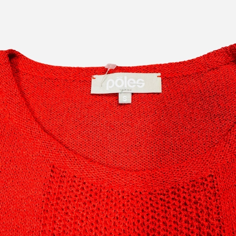 Pôles Paris Red Viscose Long Sleeve Knit Sweater Made In France Size S - Picture 6 of 7